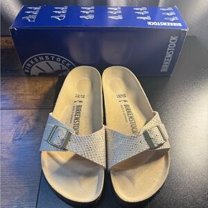 Birkenstock Madrid Birko-Flor Gold Buckle Cork Sandals EU 37/US 6.5-7